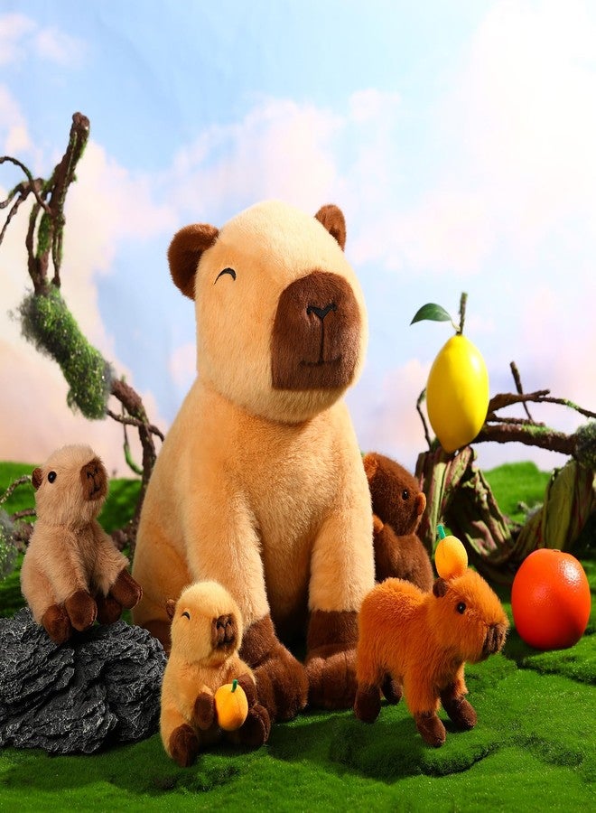 PullCrease 5-in-1 Capybara Stuffed Animals 15.75'' Capybara Mommy with 4 Cute Babies Set, Plush Pillow for Girls Boys Birthday Valentines Gift(Sitting) - Image 4